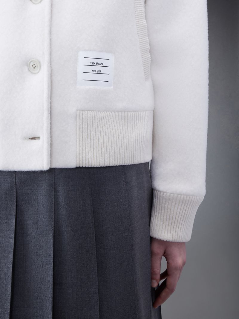 Wool Fleece Stripe Bomber Jacket | Thom Browne
