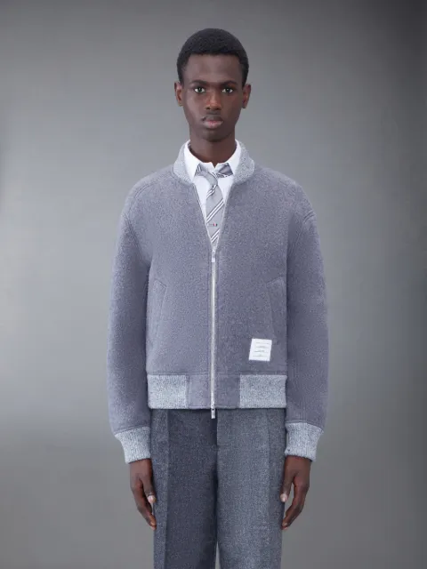 Thom Browne - Merino and Jersey Padded Reversible 4-Bar Funnel Neck Jacket - 0 - Grey - Male