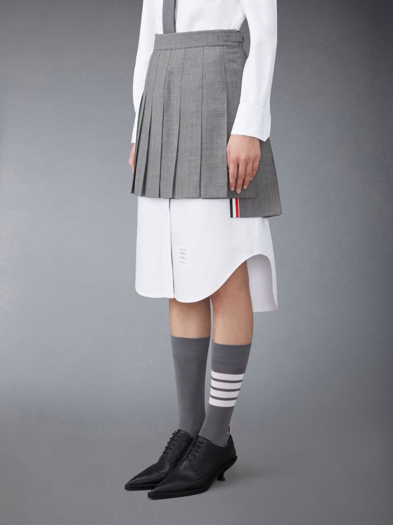 Gray pleated mini skirt wool hotsell