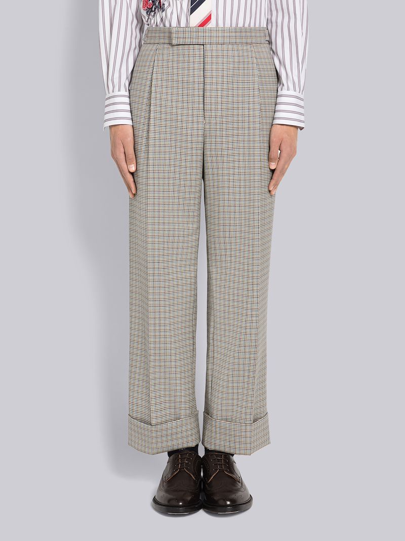 Wool Houndstooth Single Pleat Trouser
