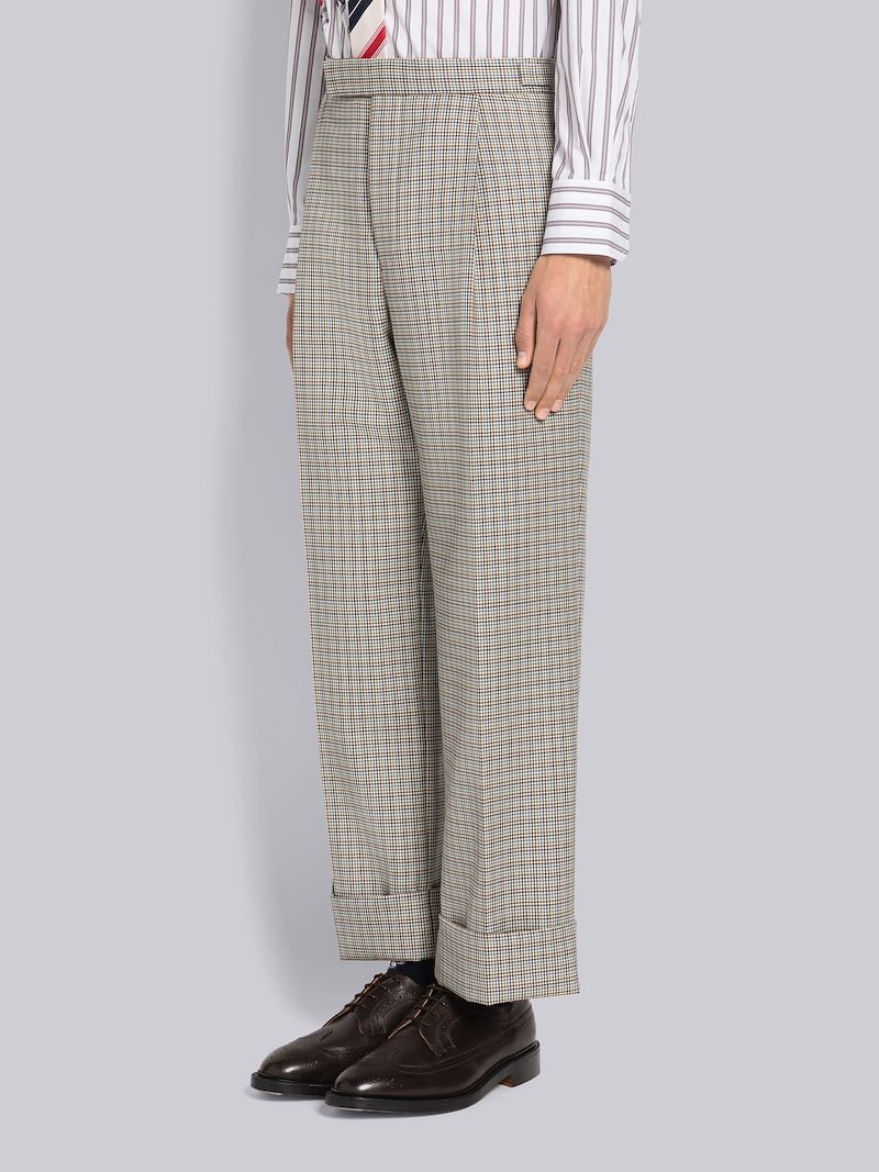 Wool Houndstooth Single Pleat Trouser