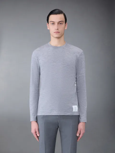 Cotton Milano Contrast Crew Neck Pullover | Thom Browne