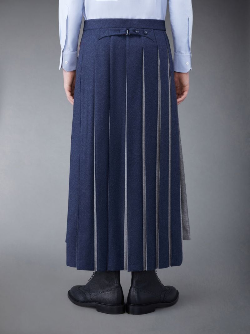 Wool Low Rise Ankle Length Pleated Skirt | Thom Browne