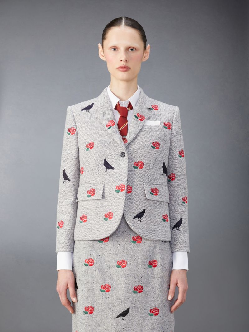 Wool Rose and Raven Slim Fit Sport Coat Thom Browne