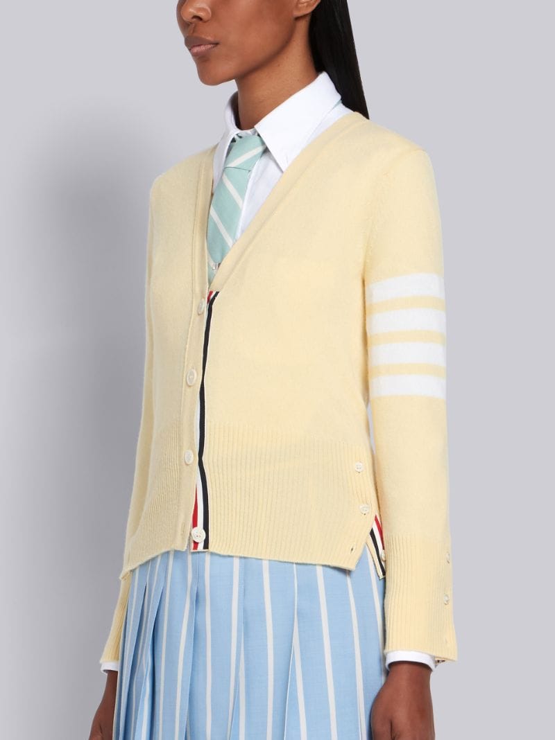 Yellow Cashmere V-Neck 4-Bar Cardigan