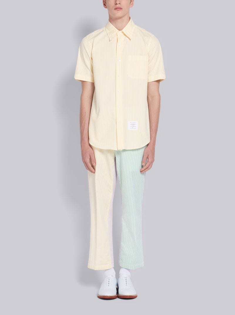 Yellow Seersucker Stripe Short Sleeve Shirt | Thom Browne