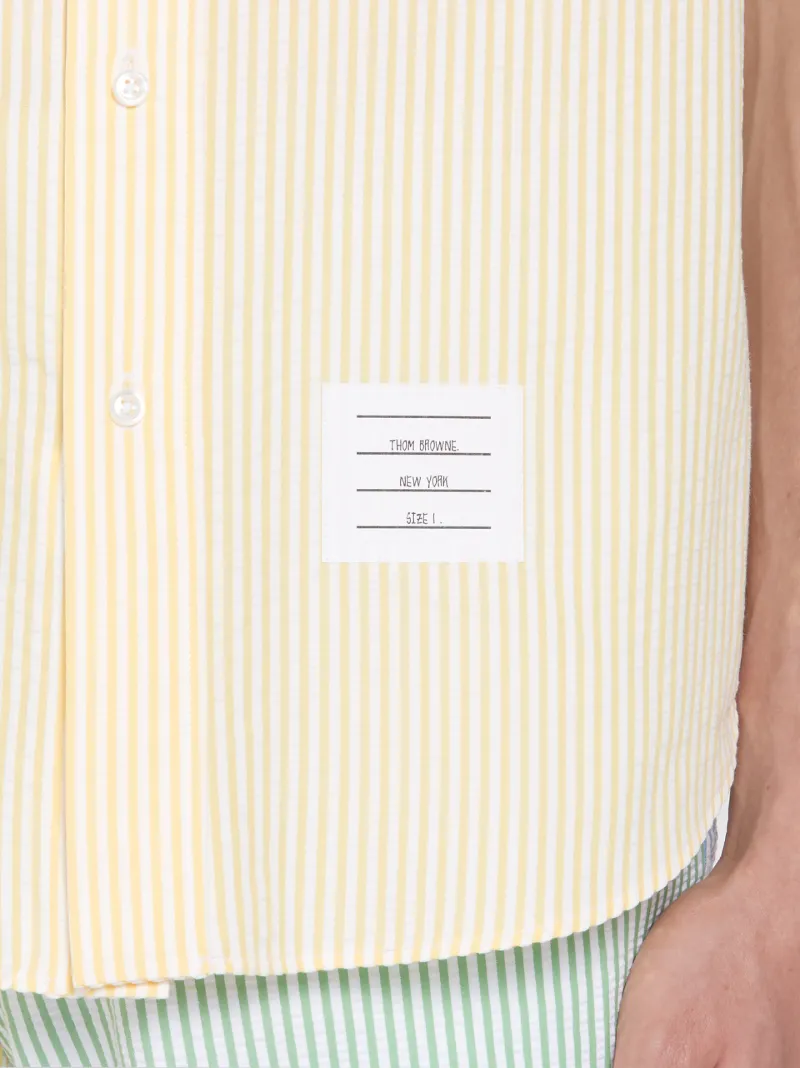 Yellow Seersucker Stripe Short Sleeve Shirt