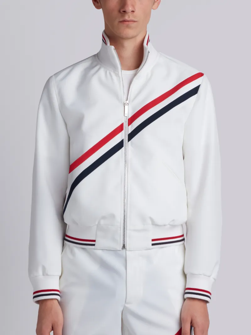 Zip Front Track Jacket With Seamed In Diagonal Stripe In Nylon Tech