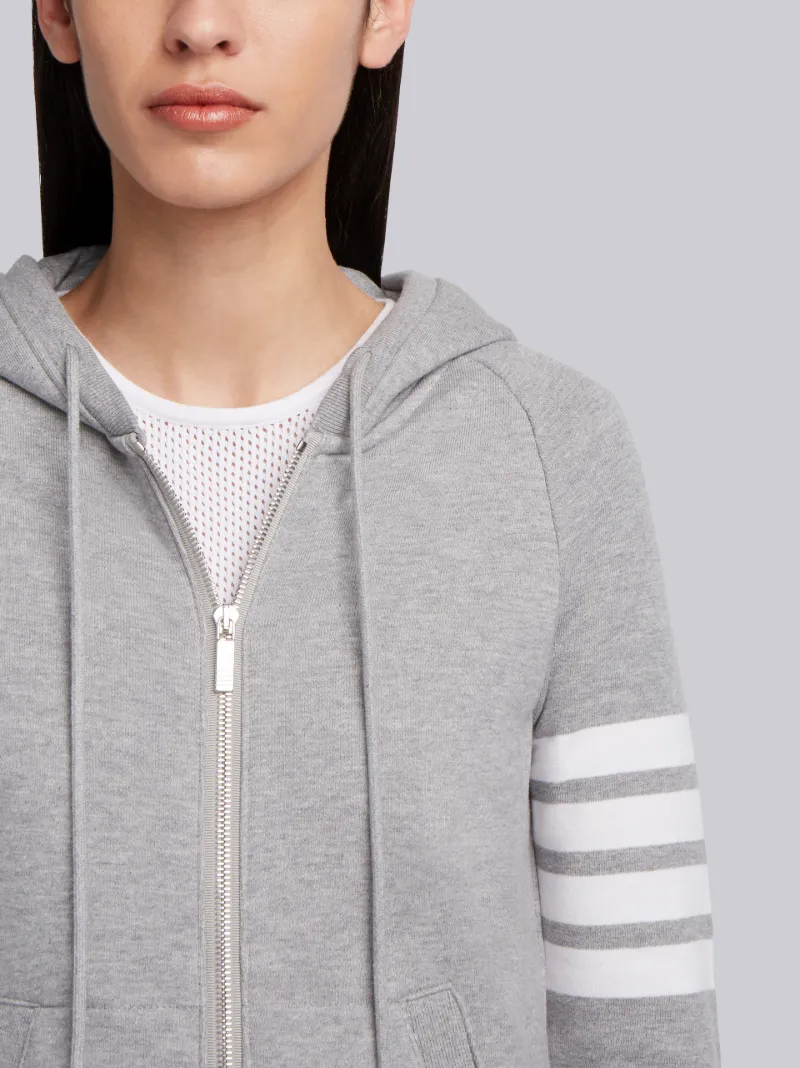 Zip Up Hoodie In Classic Loop Back With Engineered 4-Bar Stripe | Thom Browne Official