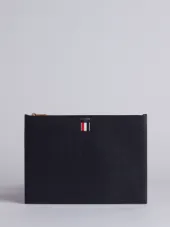 Zippered Document Holder In Black Pebble Grain