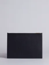 Zippered Document Holder In Black Pebble Grain
