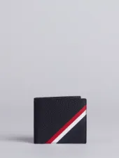 卵石纹小牛皮三色斜条纹折叠钱包