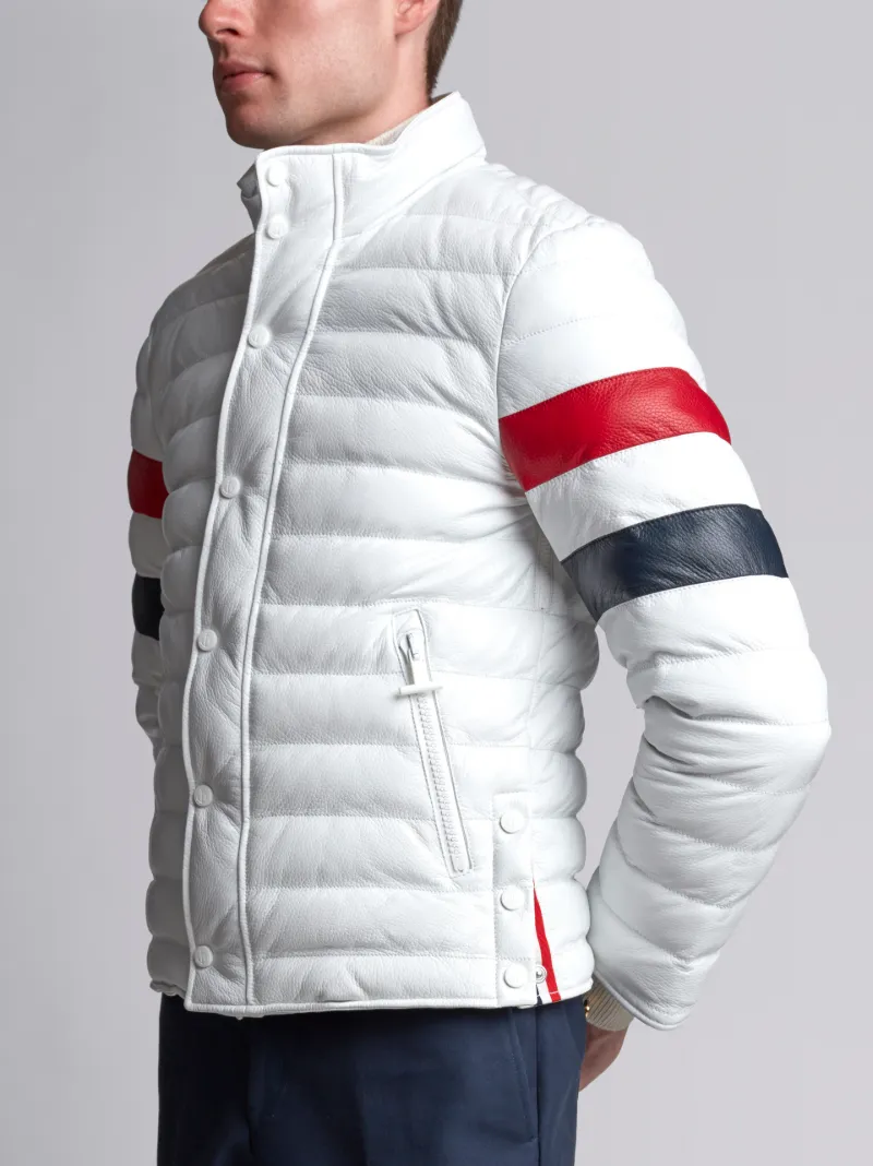 鹿皮正面垫襟三色衣袖羽绒滑雪夹克 Thom Browne 中国官方网站
