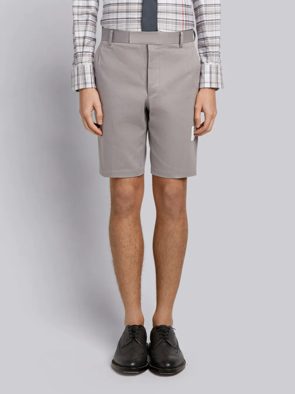 通販 公式サイト - 驚きの激安価格 美品】THOM BROWNE コットンショーツ グレー/ホワイト ジャケット・アウター
