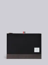 中号尼龙平织麂皮拉链文件包