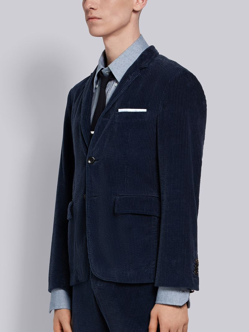 ネイビー コーデュロイ クラシックスポーツコートブルー Thom Browne 公式オンラインサイト ネイビー コーデュロイ クラシックスポーツコートブルー Thom Browne 公式オンラインサイト