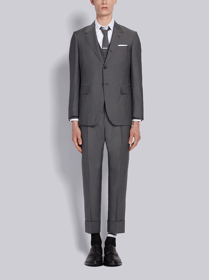 ミディアムグレー キッズモヘア ワイドラペルスーツグレー Thom Browne 公式オンラインサイト