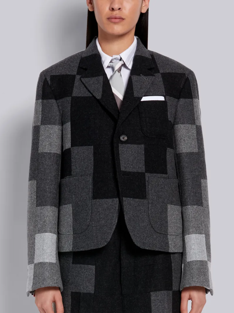 ライトグレー シェトランド ウール パッチワーク シュランクン  