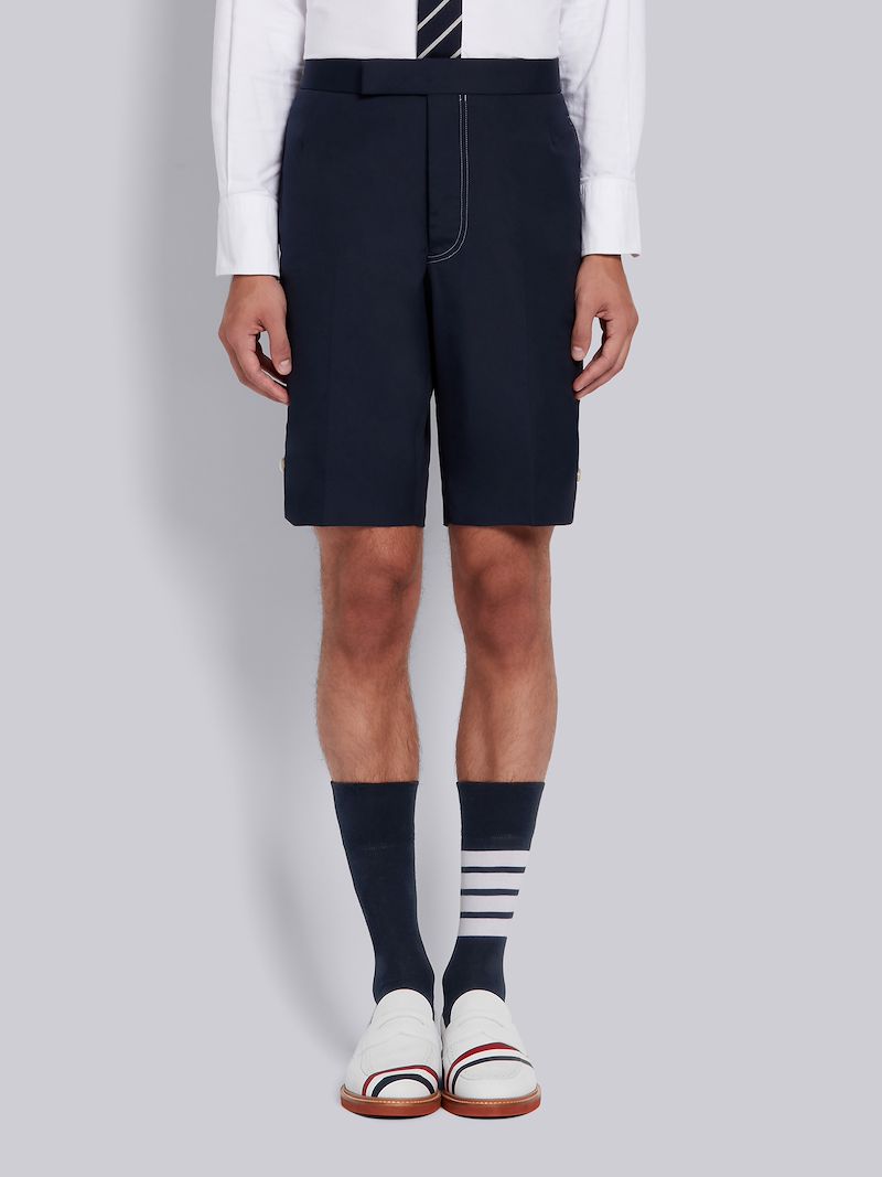 ネイビー コットン タイプライター生地 ダブルニードルスティッチ クラシックショーツブルー Thom Browne 公式オンラインサイト ネイビー コットン タイプライター生地 ダブルニードルスティッチ クラシックショーツブルー Thom Browne 公式オンラインサイト