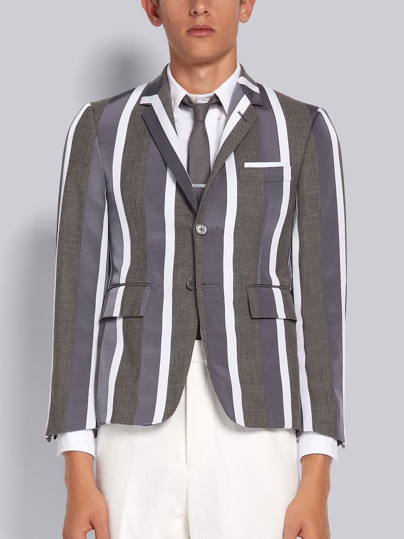 ミディアムグレー ウール グログラン使用 レップストライプ クラシックジャケットグレー Thom Browne 公式オンラインサイト