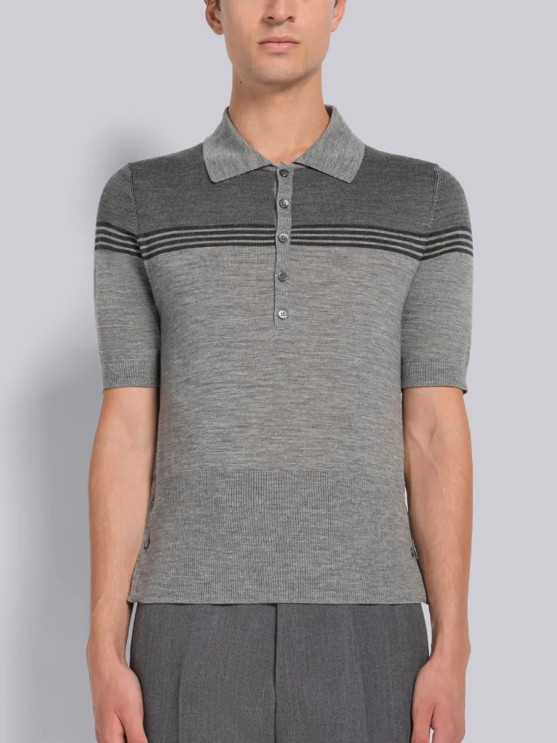 THOM BROWNE トムブラウン半袖ポロシャツグレー