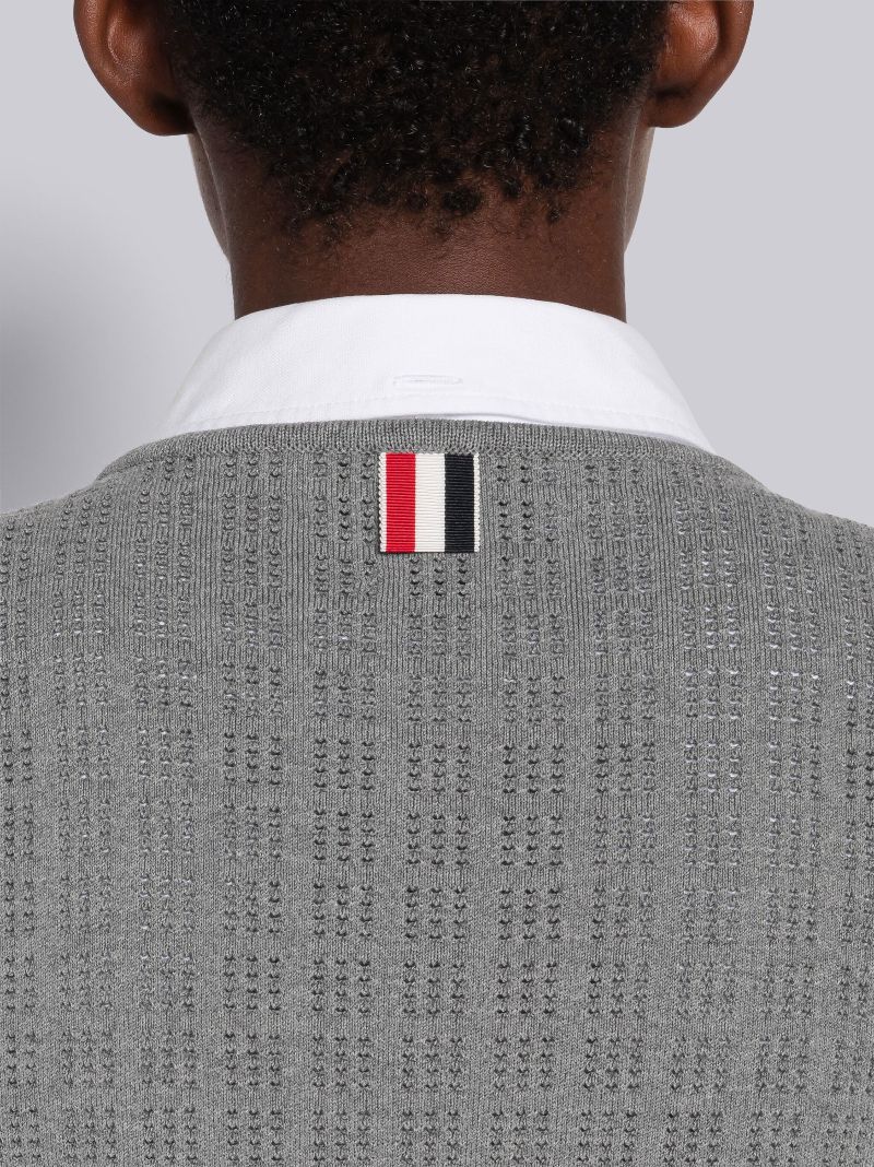 方眼編み ポインテール クロップ丈 クルーネック カーディガングレー | Thom Browne 公式オンラインサイト