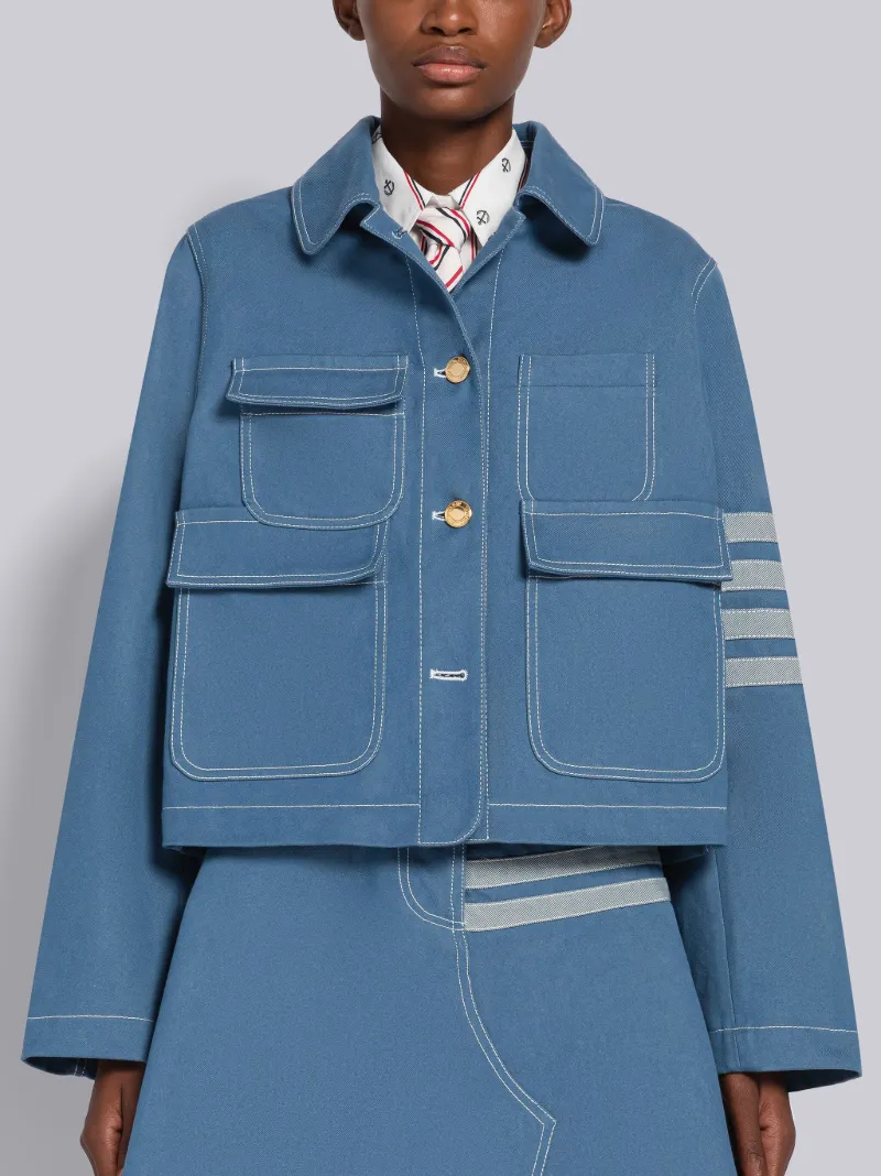 デニム ラウンドカラー ユーティリティジャケットブルー | Thom Browne 