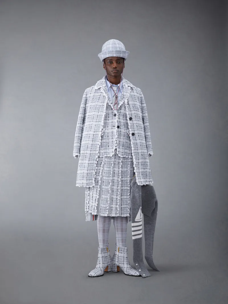 トムブラウン THOM BROWNE ワンピース フレア ツイード チェック柄