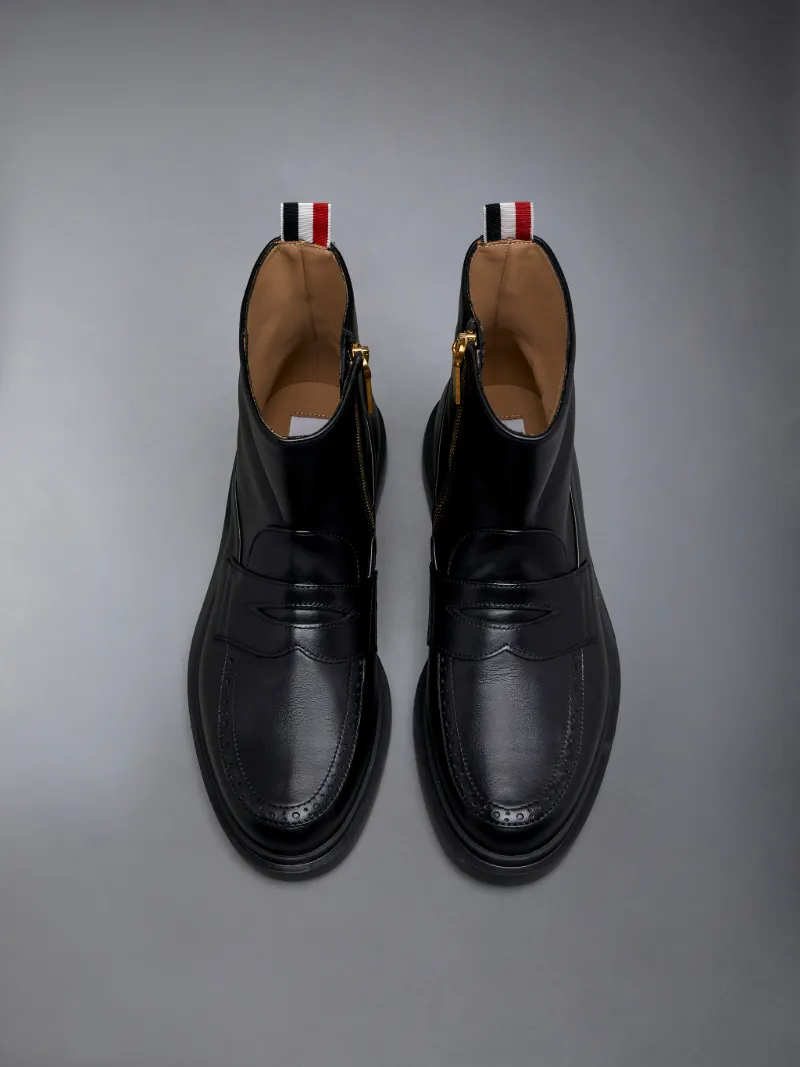 ブラック ペブルドカーフスキンミックス ロングウィング ブローグブーツブラック | Thom Browne 公式オンラインサイト