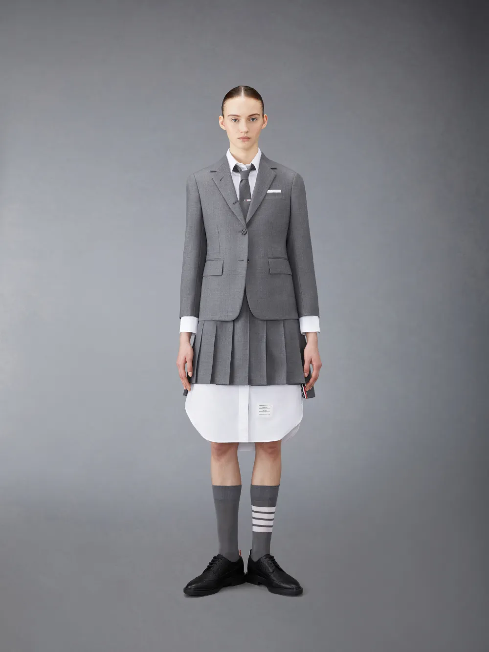 ★THOM BROWNE★ポイント カラー オックスフォード ワンピース THOM BROWNE オックスフォードシャツワンピースAラインベルト