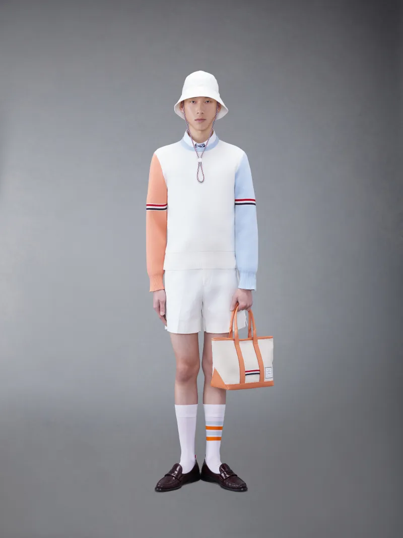 ファンミックスストライプオックスフォード半袖シャツオレンジ | Thom Browne 公式オンラインサイト