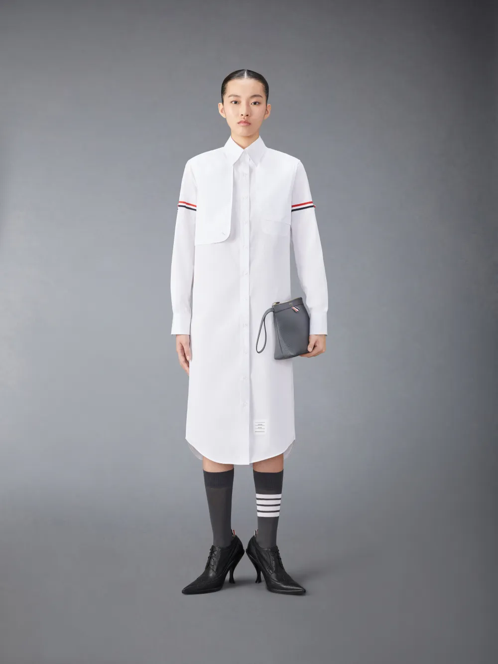 ★THOM BROWNE★ポイント カラー オックスフォード ワンピース THOM BROWNE オックスフォードシャツワンピースAラインベルト