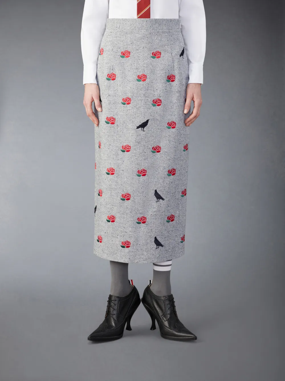 Thom Browne 向かえる ローズ柄タイトスカート 