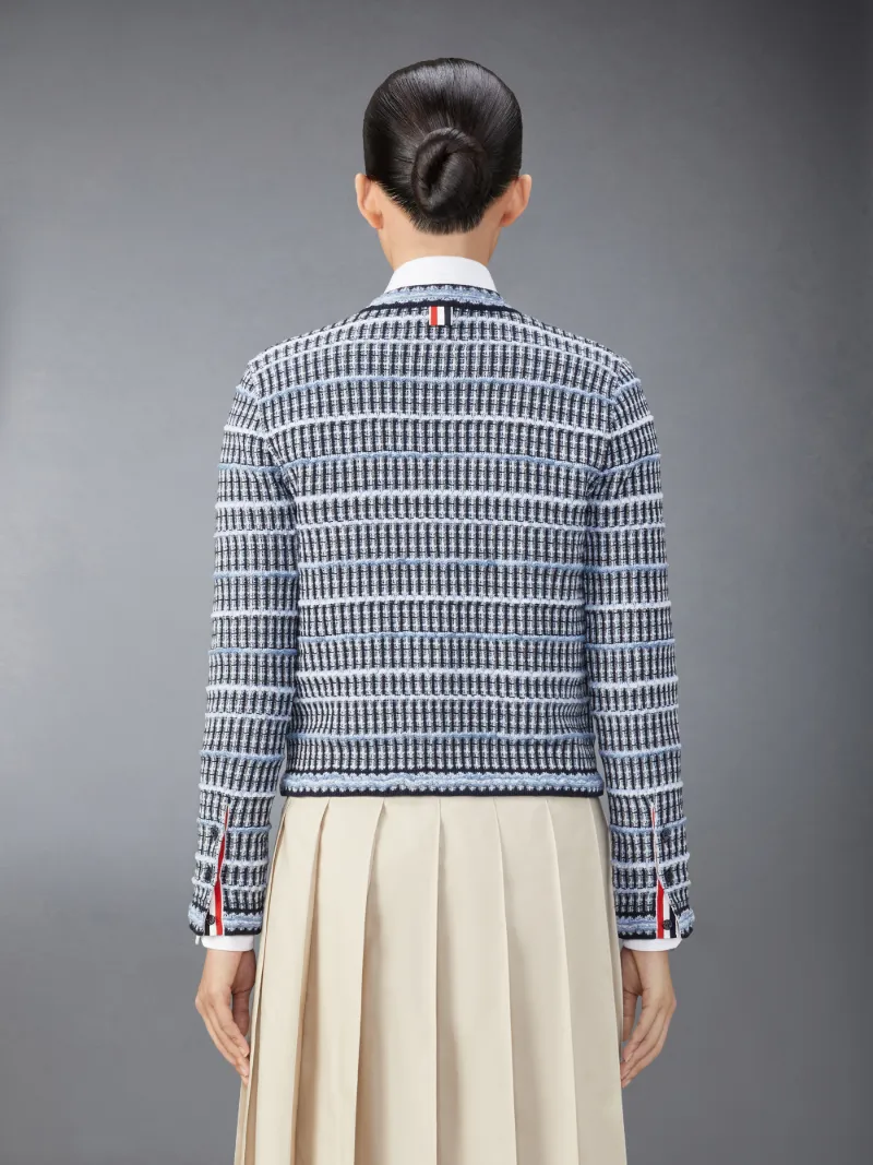 コットン リネン ツイード ジャカードカーディガンブルー | Thom Browne 公式オンラインサイト