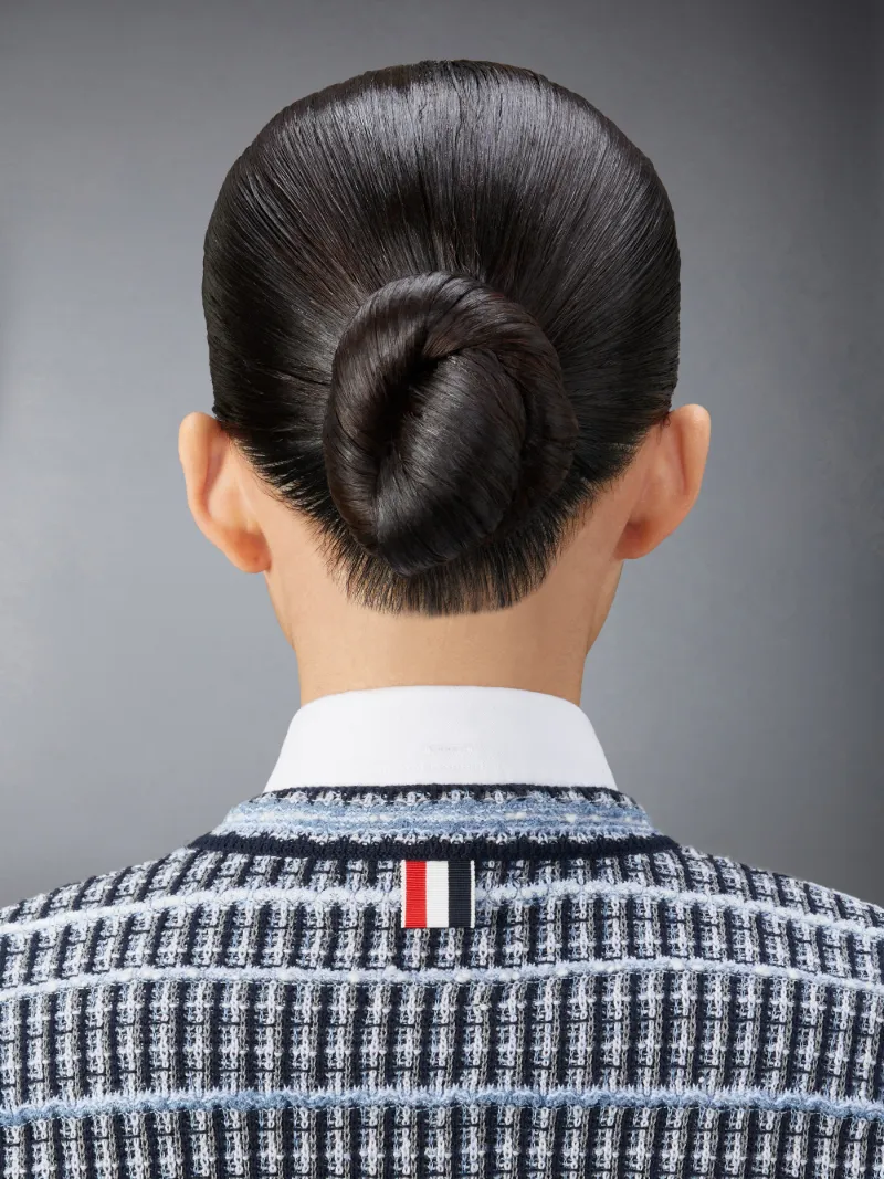 コットン リネン ツイード ジャカードカーディガンブルー | Thom Browne 公式オンラインサイト
