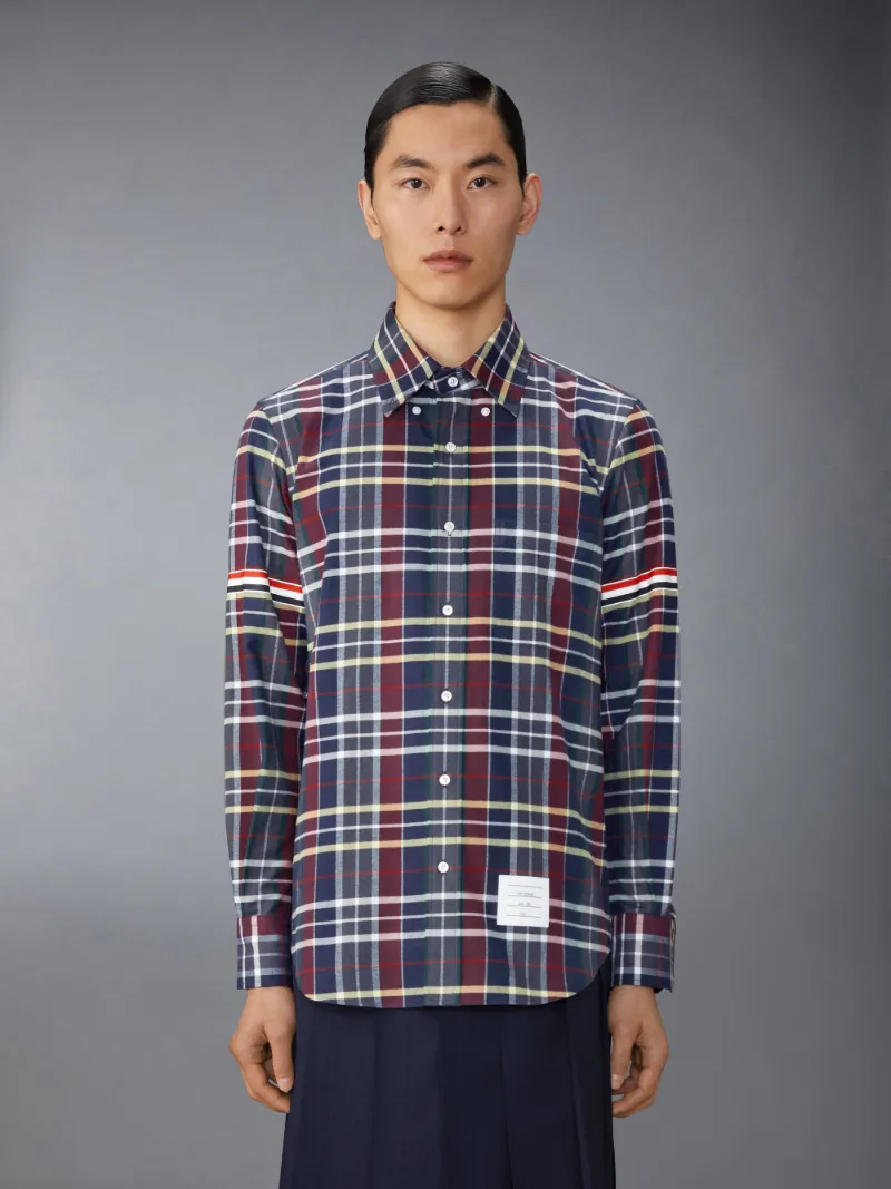 美品 THOM BROWNE トムブラウン 五分丈 チェックシャツ レッド｜メンズ