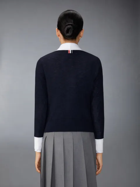 4BARアランケーブル カーディガンブルー | Thom Browne 公式
