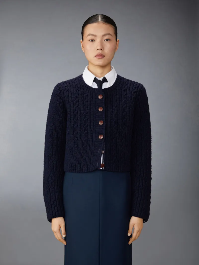 チャンキーニット カーディガンブルー | Thom Browne 公式オンラインサイト