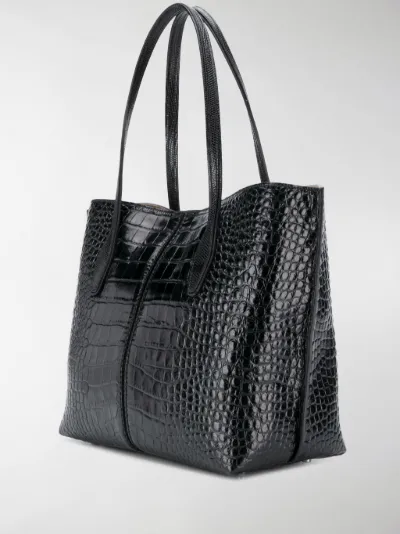 croc effect tote bag