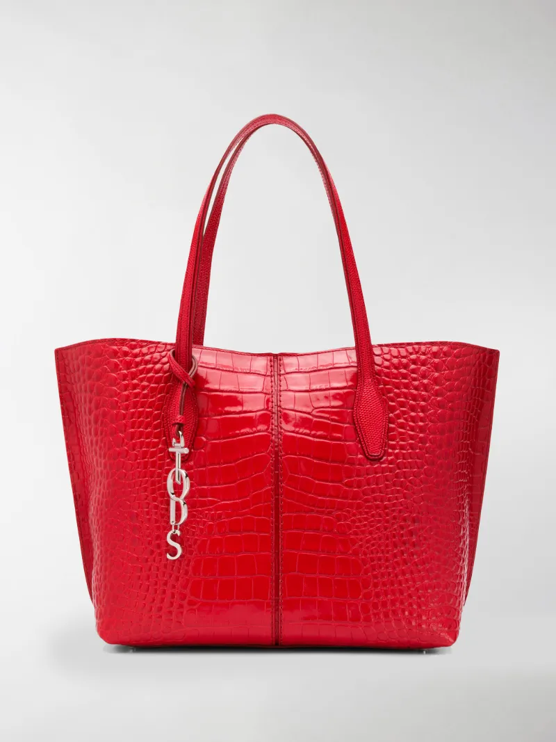 croc effect tote bag