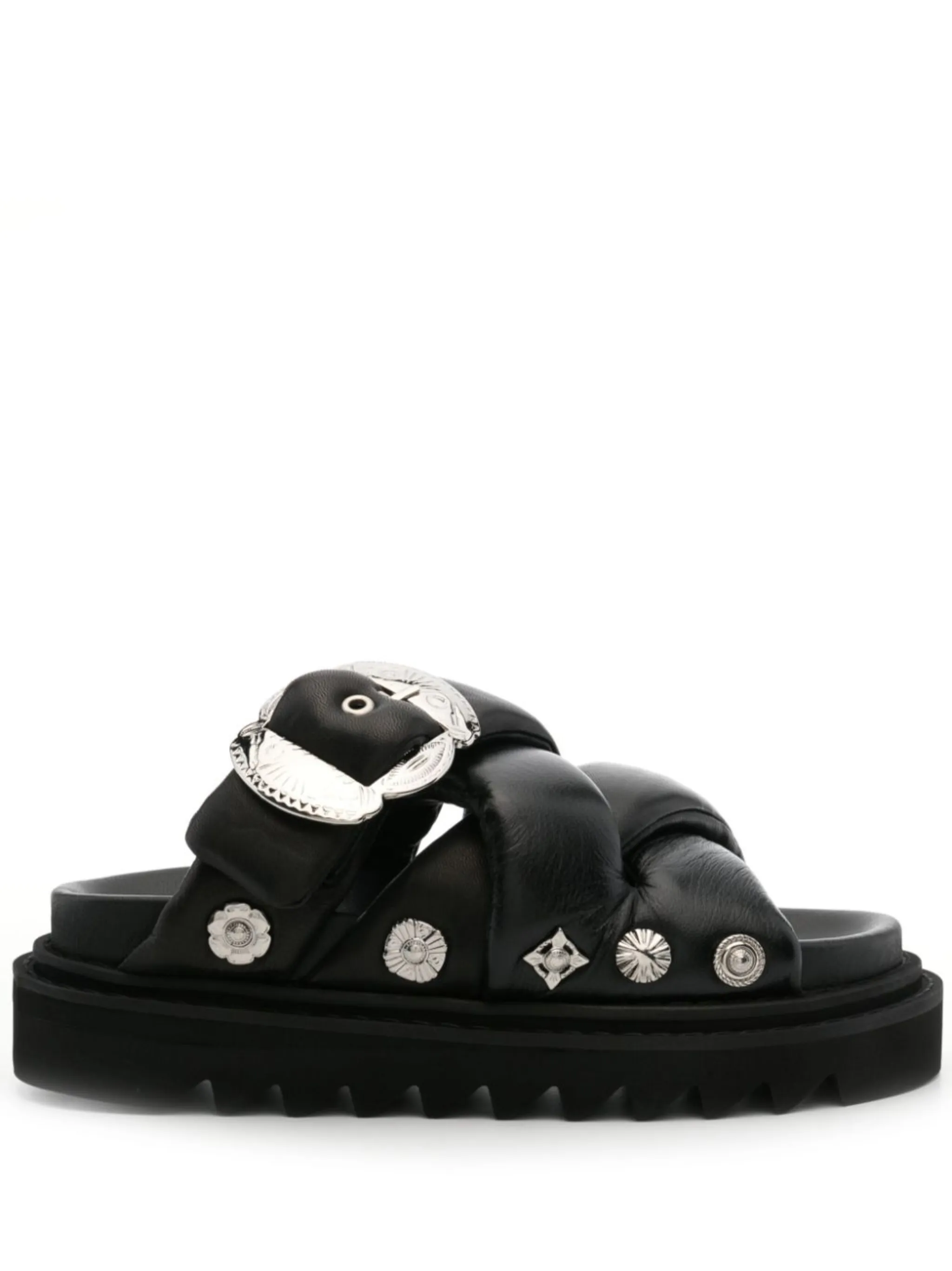 靴 TOGA PULLA leather studs flat sandal TOGA PULLA leather studs flat sandal