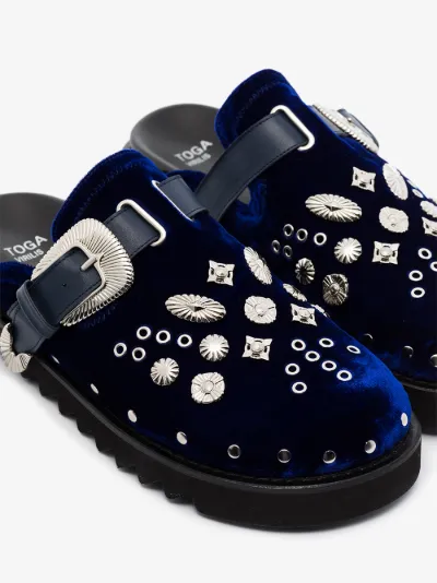 blue studded shoes