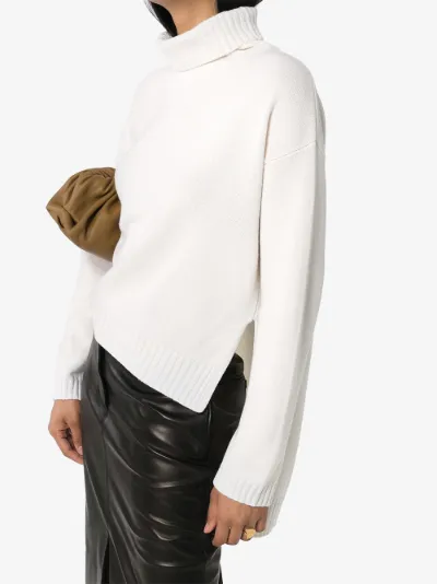 white cashmere turtleneck sweater