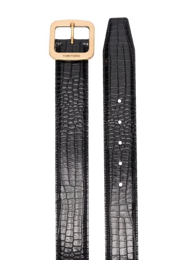 crocodile-effect leather belt | TOM FORD 