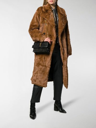 double breasted faux shearling coat