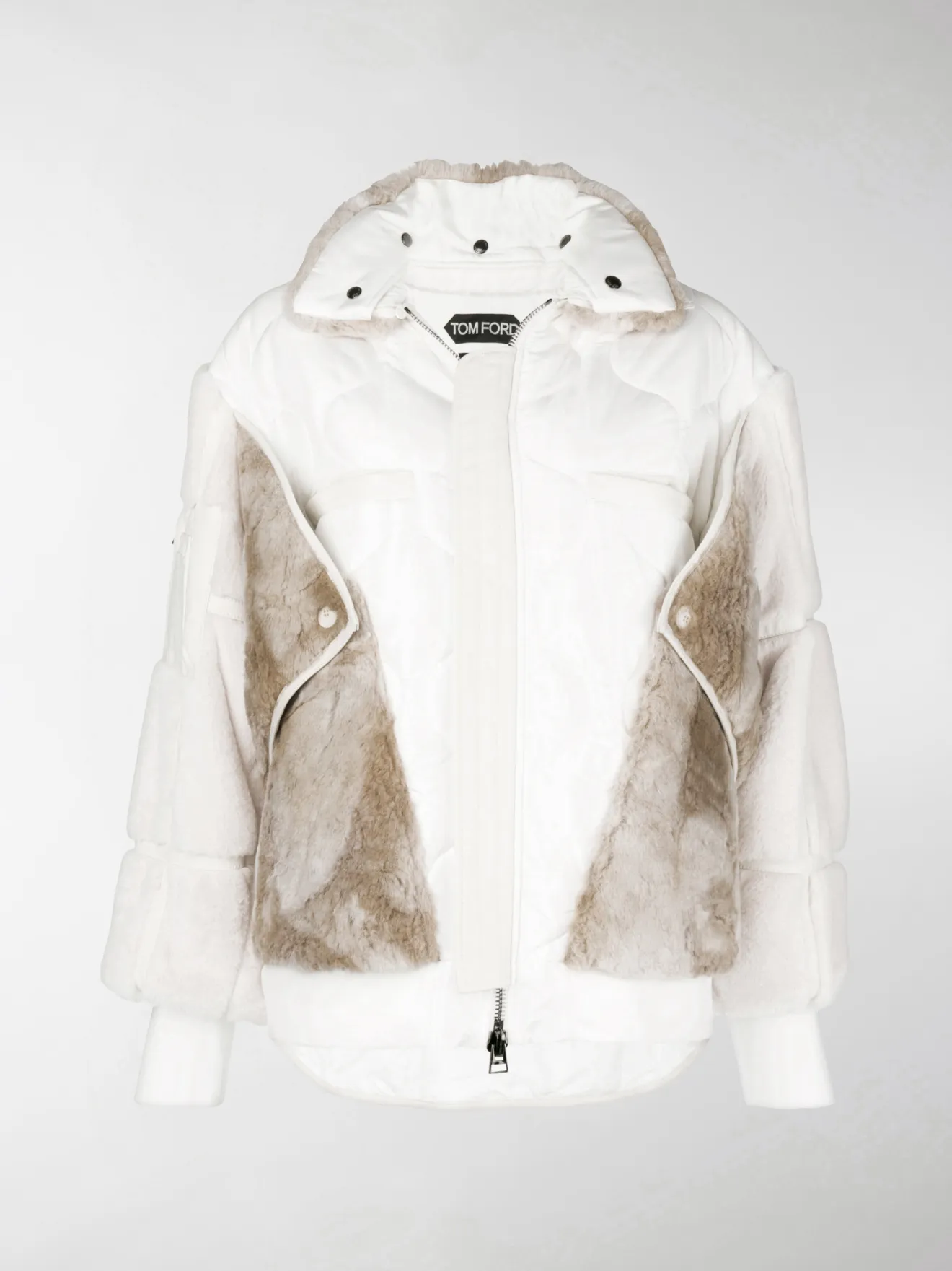 white faux fur bomber jacket