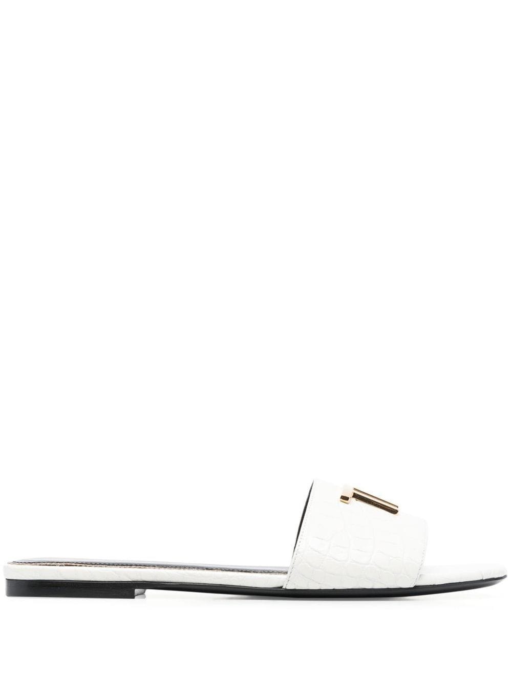 logo-plaque crocodile-effect sandals | TOM FORD 