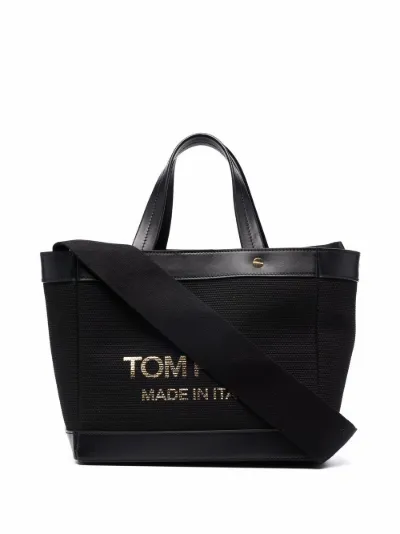 Tom ford printed canvas and leather t tote bag cheap