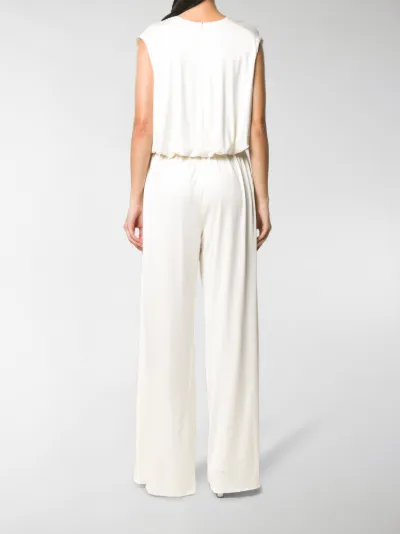 white v neck jumpsuit