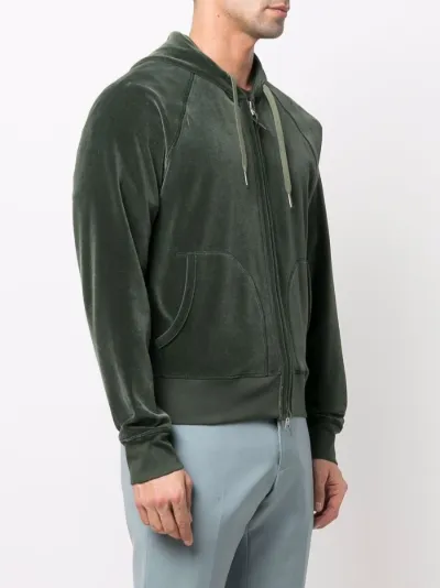 velour zip-fastening hoodie | TOM FORD 